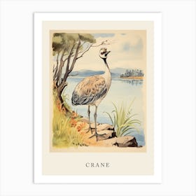 Beatrix Potter Inspired  Animal Watercolour Crane 1 Art Print