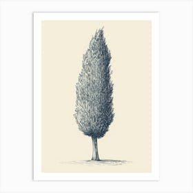 Cypress Tree Minimalistic Drawing 1 Art Print
