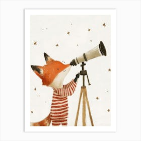 kids art fox looking into sky Art Print