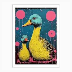 Paint Splash Duck Linocut Inspired Art Print