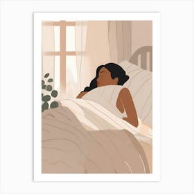 Woman Sleeping In Bed Art Print