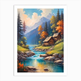 Cabin By The River 3 Art Print