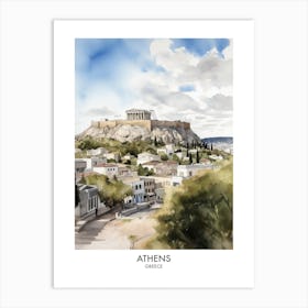 Athens Watercolour Travel Poster 4 Art Print