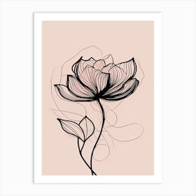 Line Art Lotus Flowers Illustration Neutral 10 Art Print