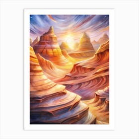 A Glowing Depiction Of The Wave Sandstone Formatio (1) Art Print