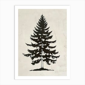 Hemlock Tree Simple Geometric Nature Stencil 2 Art Print