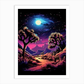 Joshua Tree In Rocky Mountains In Retro Illustration Style (1) Art Print