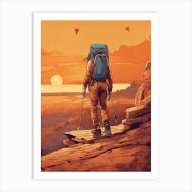 Hiker In The Desert Art Print