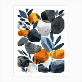 Rocks And Leaves Art Print