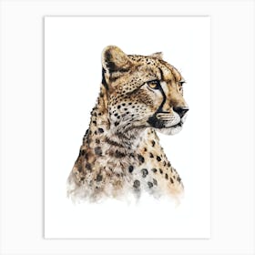 Watercolor Painting Portrait Of A Cheetah Art Print