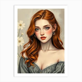 Red Haired Girl Art Print