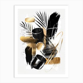 Abstract Black And Gold Painting 16 Art Print