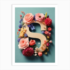 Letter S Made Of Flowers Art Print