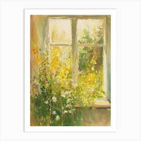 Bird Of Paradise Flowers On A Cottage Window 4 Art Print