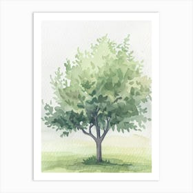 Plum Tree Atmospheric Watercolour Painting 1 Art Print