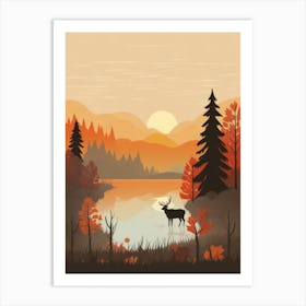 Autumn , Fall, Landscape, Inspired By National Park in the USA, Lake, Great Lakes, Boho, Beach, Minimalist Canvas Print, Travel Poster, Autumn Decor, Fall Decor 23 Art Print