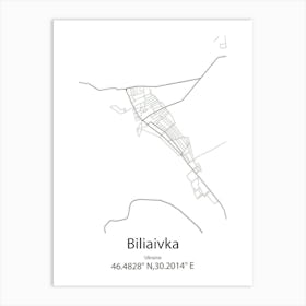 Biliaivka,Ukraine Minimalist Map Art Print