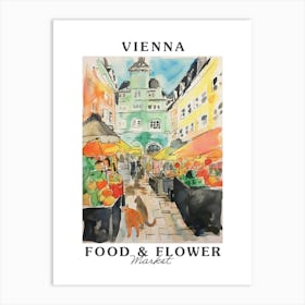 Food Market With Cats In Vienna 3 Poster Art Print