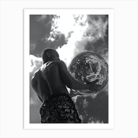 Disco Ball Man bw Art Print