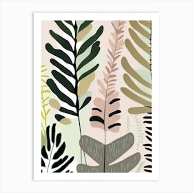 Evergreen Fern Wildflower Modern Muted Colours 2 Art Print