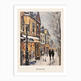 Vintage Winter Painting Poster Windsor United Kingdom Art Print