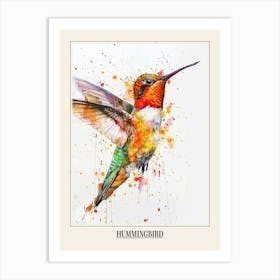 Hummingbird Colourful Watercolour 1 Poster Art Print