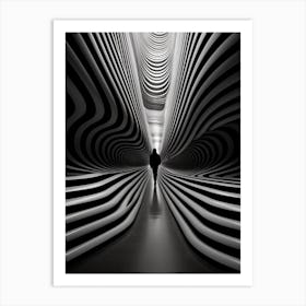 Man Walking Through A Tunnel Art Print