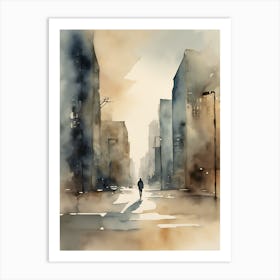 Abstract Watercolor Landscape Solitary Figure 9 Art Print