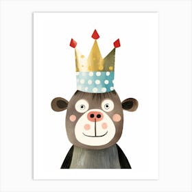 Little Chimpanzee 2 Wearing A Crown Art Print