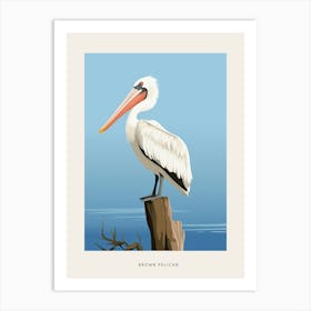 Minimalist Brown Pelican 4 Bird Poster Art Print