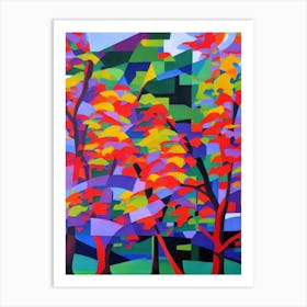 Crimson King Maple Tree Cubist Art Print