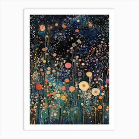 Gustav Klimt Print Night Klimt Poster Klimt Exhibition Poster Painting Wildflower Garden  Full Art Print