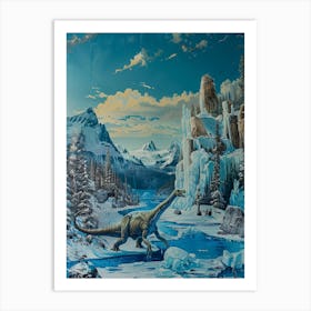 Dinosaur In An Icy Landscape Painting 2 Art Print