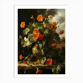 Baroque Floral Still Life Nasturtium 3 Art Print