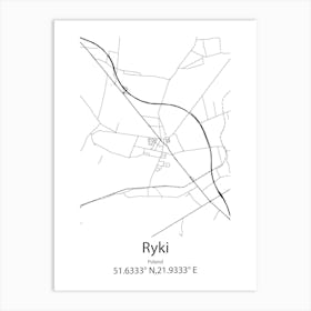 Ryki,Poland Minimalist Map Art Print