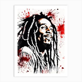 Bob Marley Portrait Ink Painting (3) Art Print