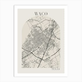 Waco Texas Boho Minimal Arch Full Beige Color Street Map Art Print