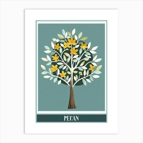 Pecan Tree Flat Illustration 5 Poster Art Print