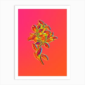 Neon Evergreen Oak Botanical in Hot Pink and Electric Blue Art Print