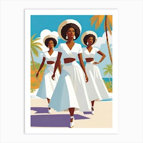 Three Women On The Beach 1 Art Print