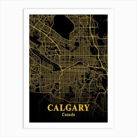 Calgary Gold City Map 1 Art Print