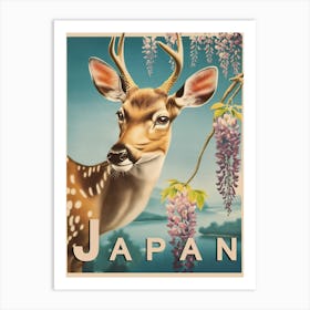 Nara Deer Japan Vintage Travel Poster Art Print