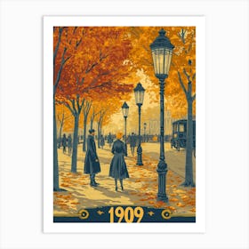 Aihrgdesign A Nostalgic Poster Of A 1909 City Park Featuring 3 Art Print