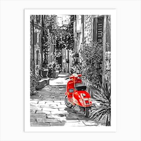 Vespa Parked In Alley Art Print