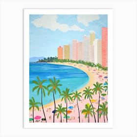 Waikiki Beach, Honolulu, Hawaii, Matisse And Rousseau Style 2 Art Print