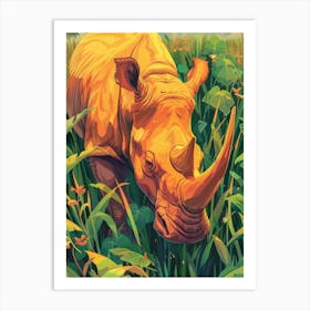 Rhino In The Grass Art Print