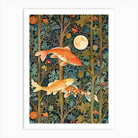 William Morris Koi Fish In The Forest Art Print