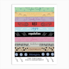 taylor swift album titles 3 Art Print