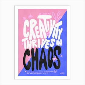 Creativity is Chaos - Pink Blue Lettering Art Print