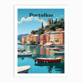 Portofino Italy Island Modern Travel Illustration Art Print